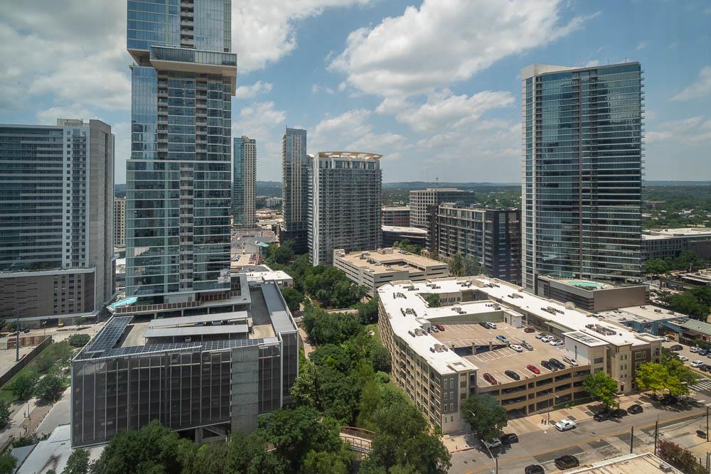 Panoramic Austin skyline view from the 21st floor